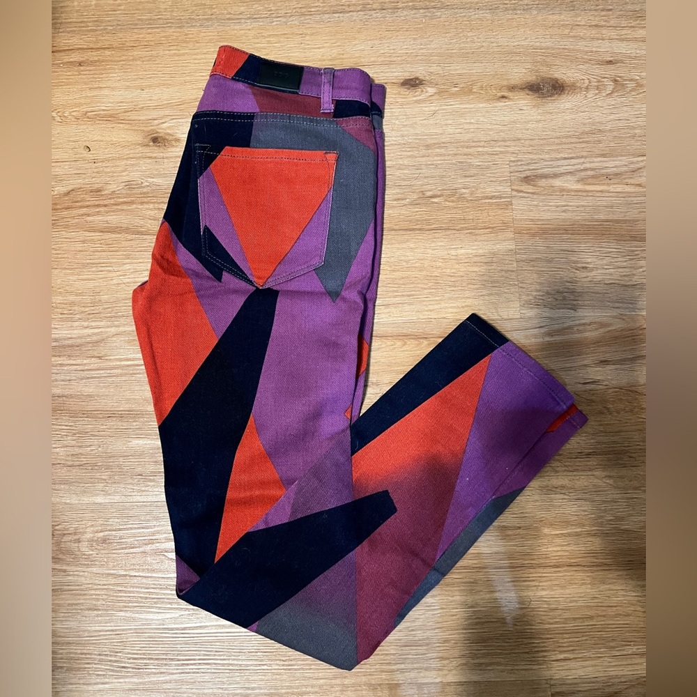BDG Colorblock jeans Sz 27 Y2K Multicolor Retro High Rise Cigarette Ankle NEW